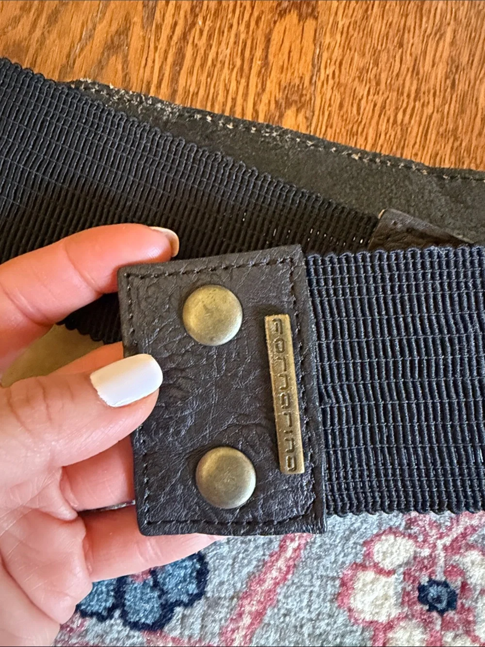 Fornarina Black Beaded Elastic Statement Belt xsmall